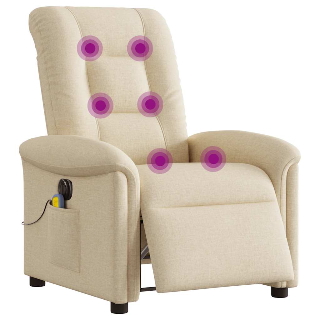 Fauteuil inclinable de massage électrique crème tissu Fauteuils vidaXL