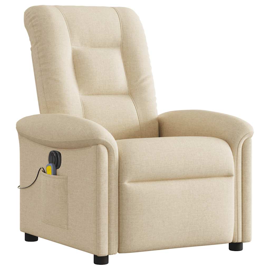 Fauteuil inclinable de massage électrique crème tissu Fauteuils vidaXL