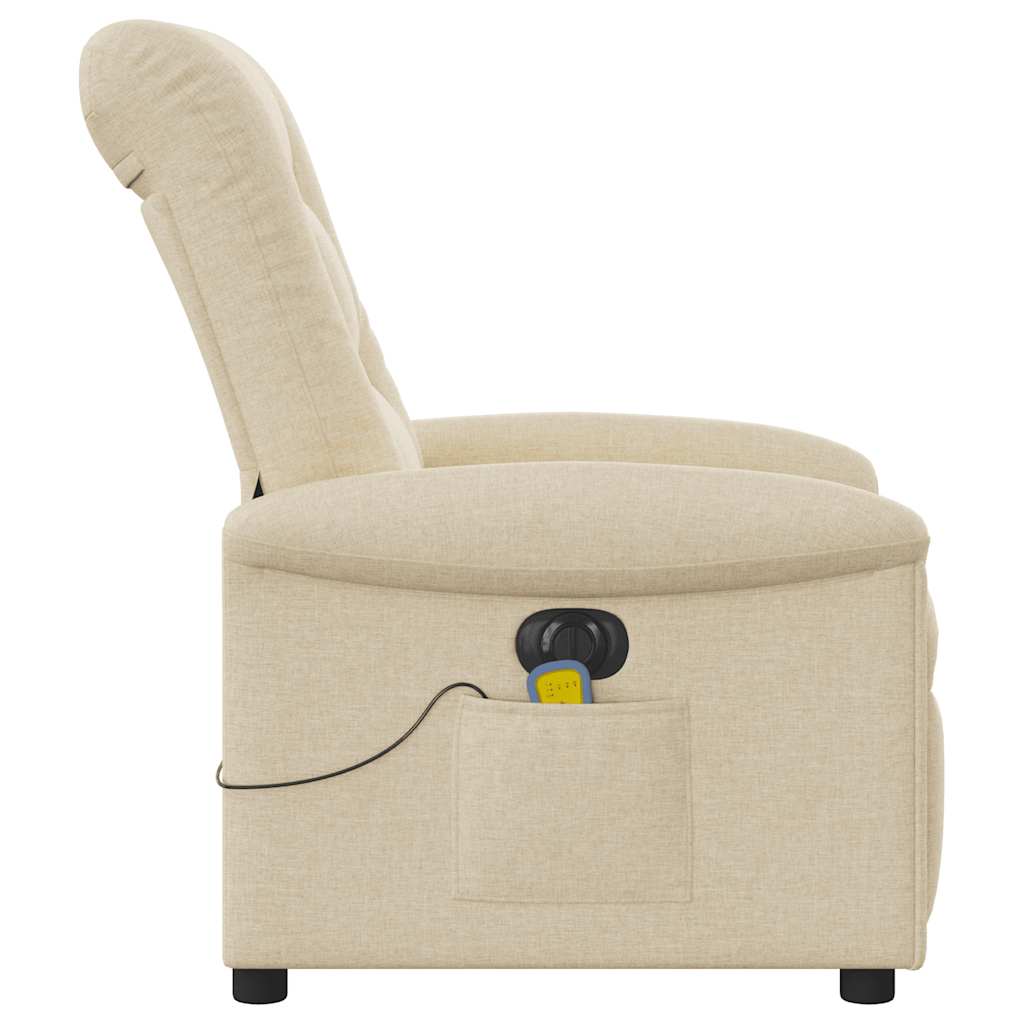 Fauteuil inclinable de massage électrique crème tissu Fauteuils vidaXL