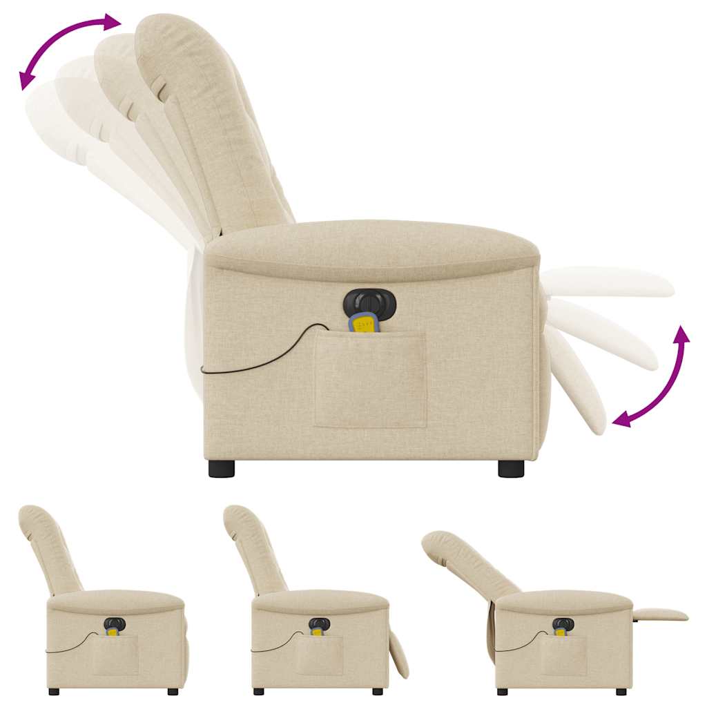 Fauteuil inclinable de massage électrique crème tissu Fauteuils vidaXL