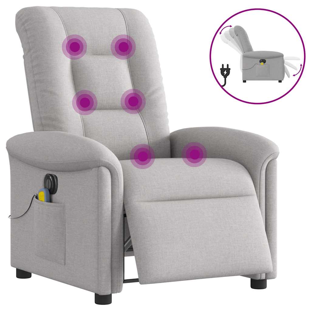 Fauteuil de massage inclinable électrique gris nuage tissu Fauteuils vidaXL