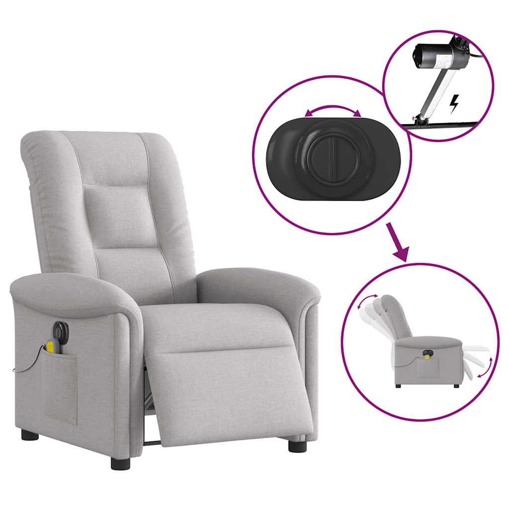 Fauteuil de massage inclinable électrique gris nuage tissu Fauteuils vidaXL