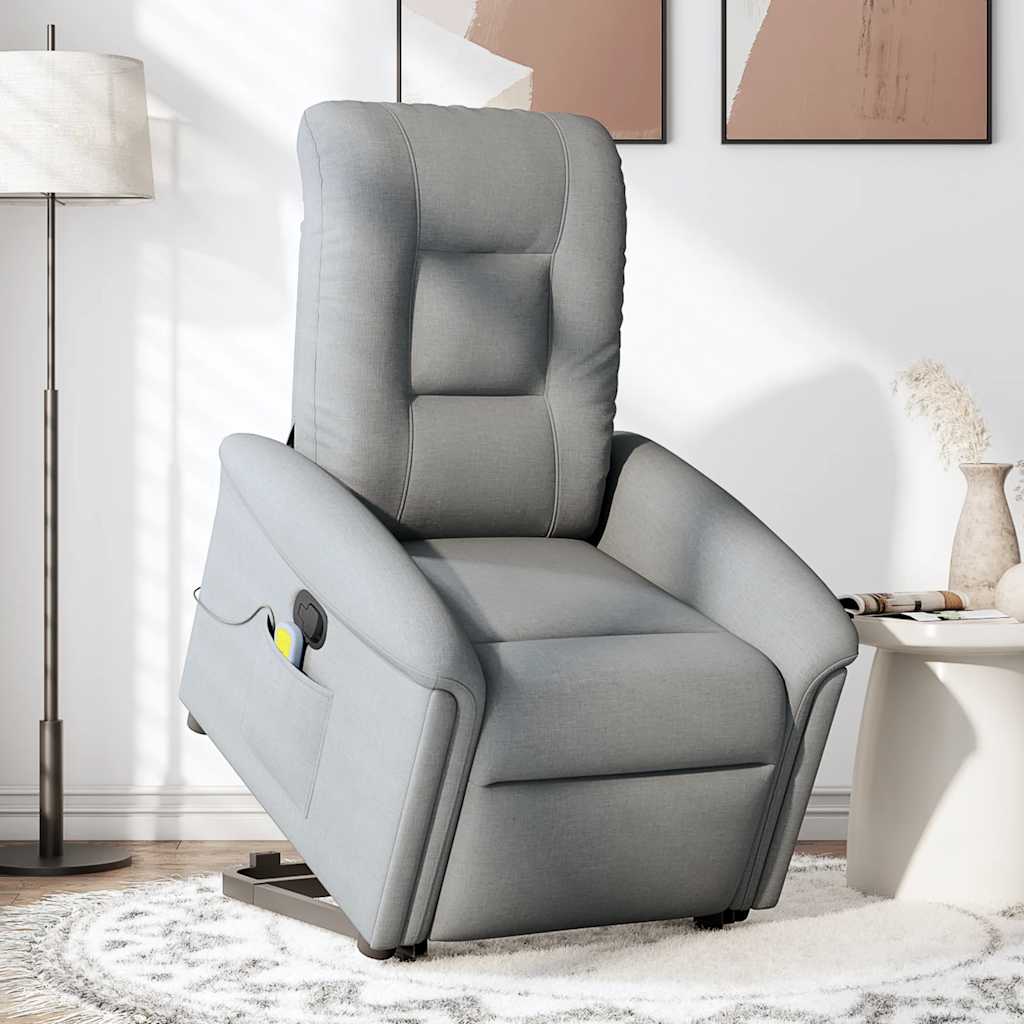 Fauteuil de massage inclinable Gris clair Tissu Fauteuils vidaXL