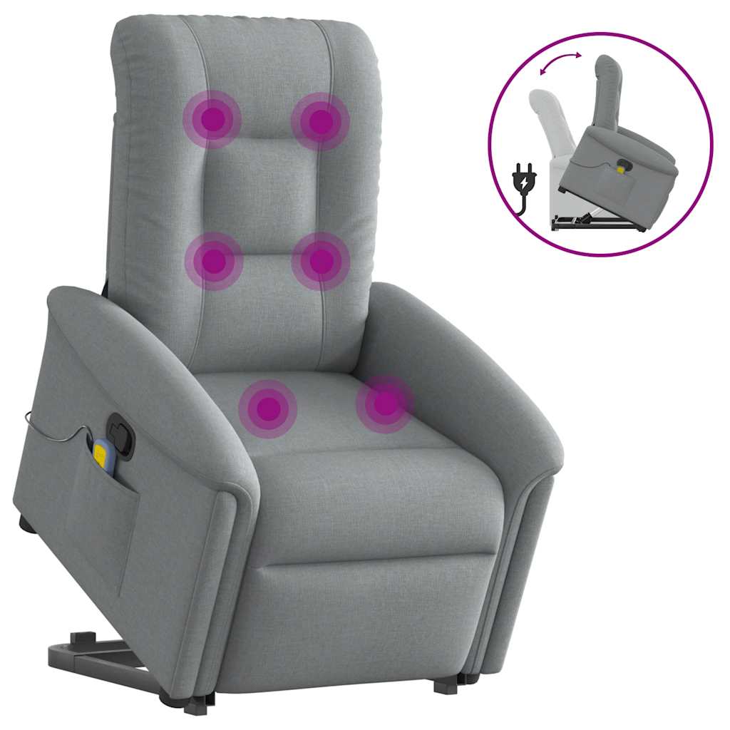 Fauteuil de massage inclinable Gris clair Tissu Fauteuils vidaXL