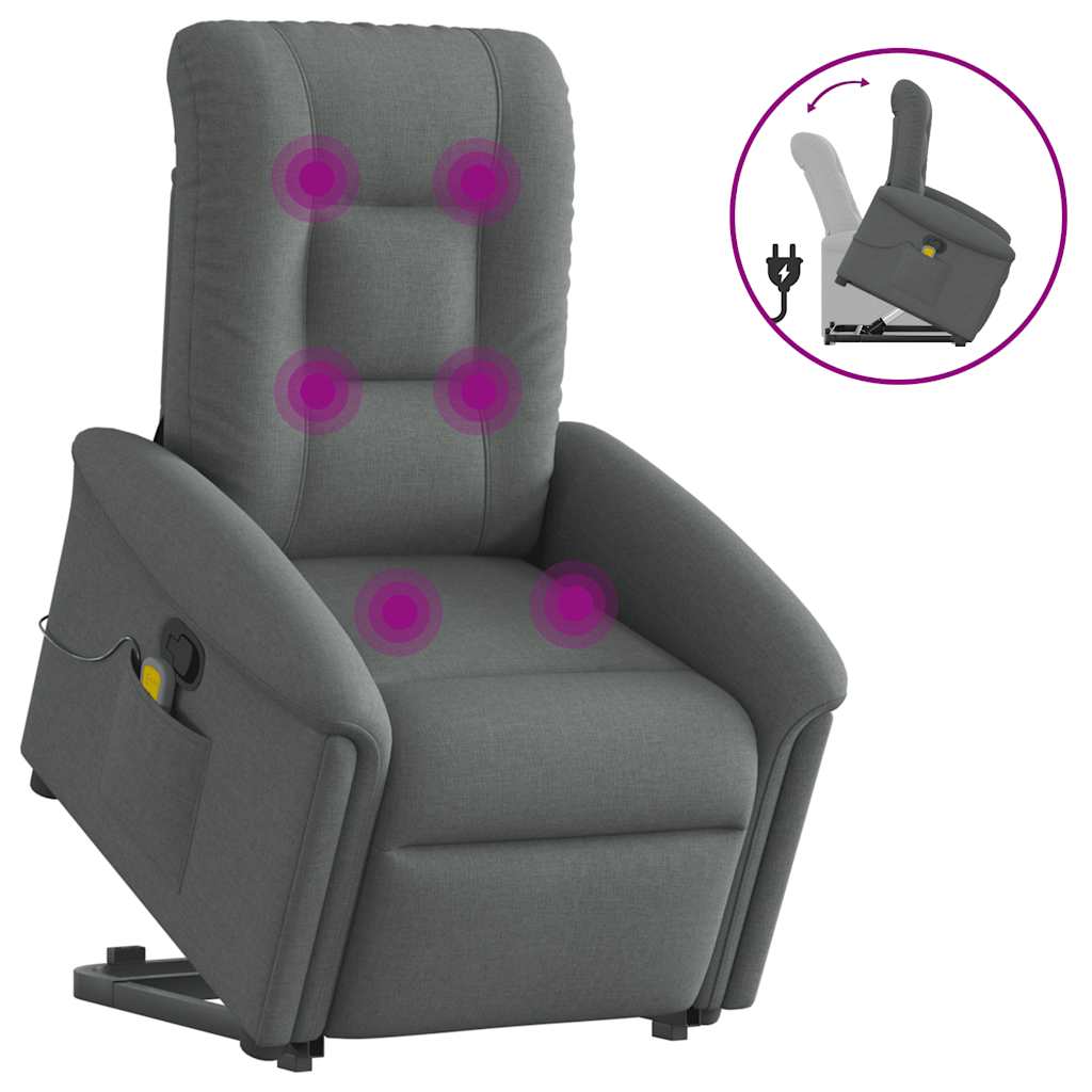 Fauteuil de massage inclinable Gris foncé Tissu Fauteuils vidaXL