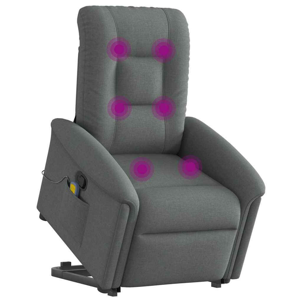 Fauteuil de massage inclinable Gris foncé Tissu Fauteuils vidaXL