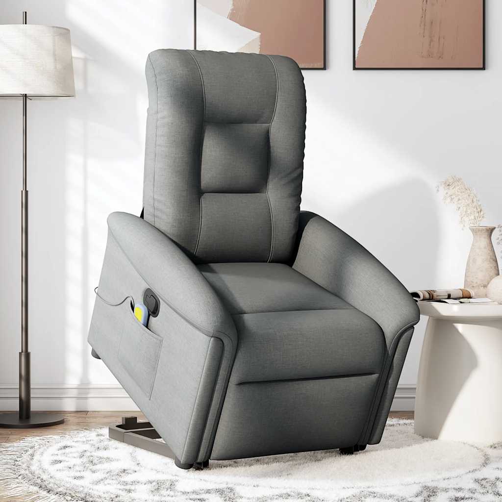 Fauteuil de massage inclinable Gris foncé Tissu Fauteuils vidaXL