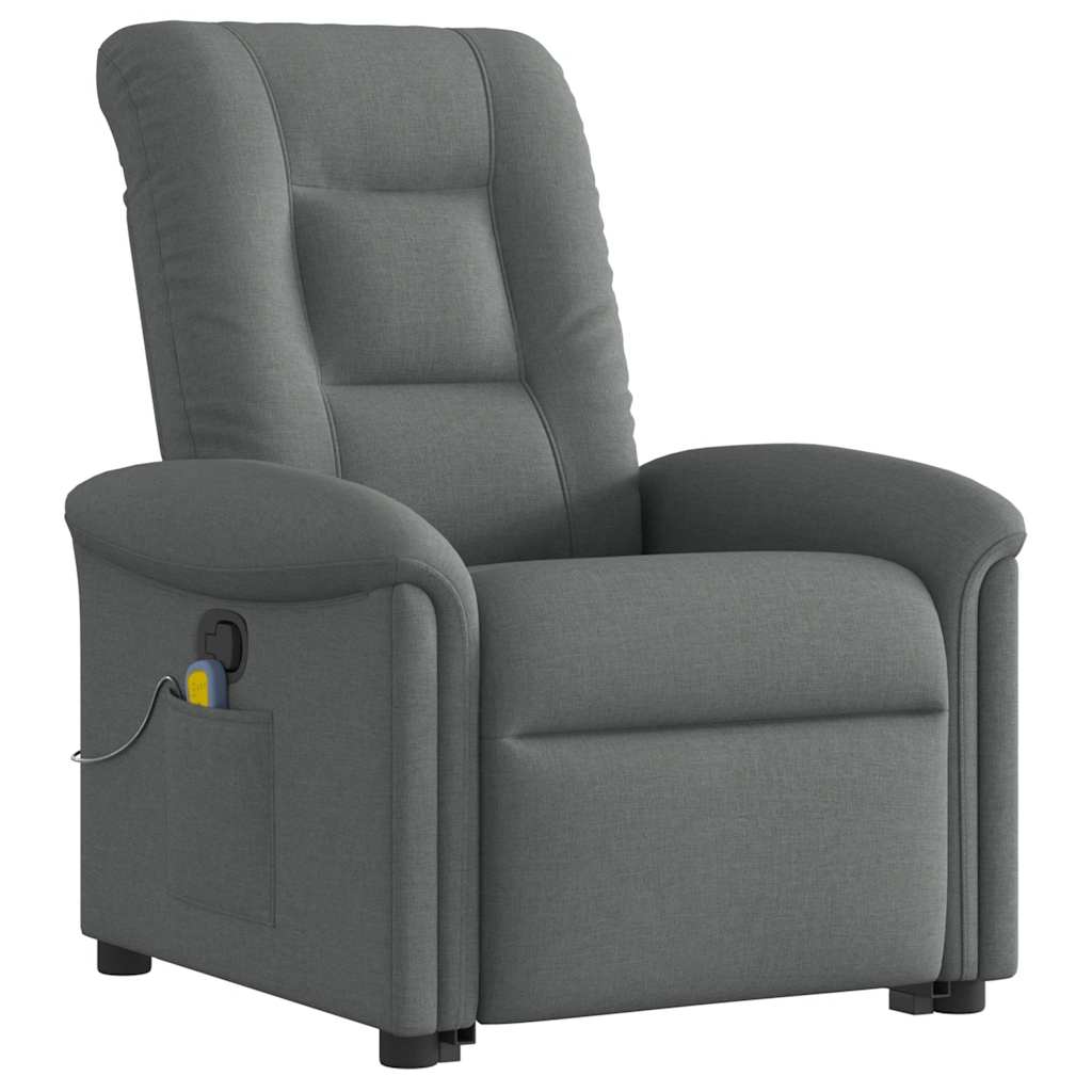 Fauteuil de massage inclinable Gris foncé Tissu Fauteuils vidaXL