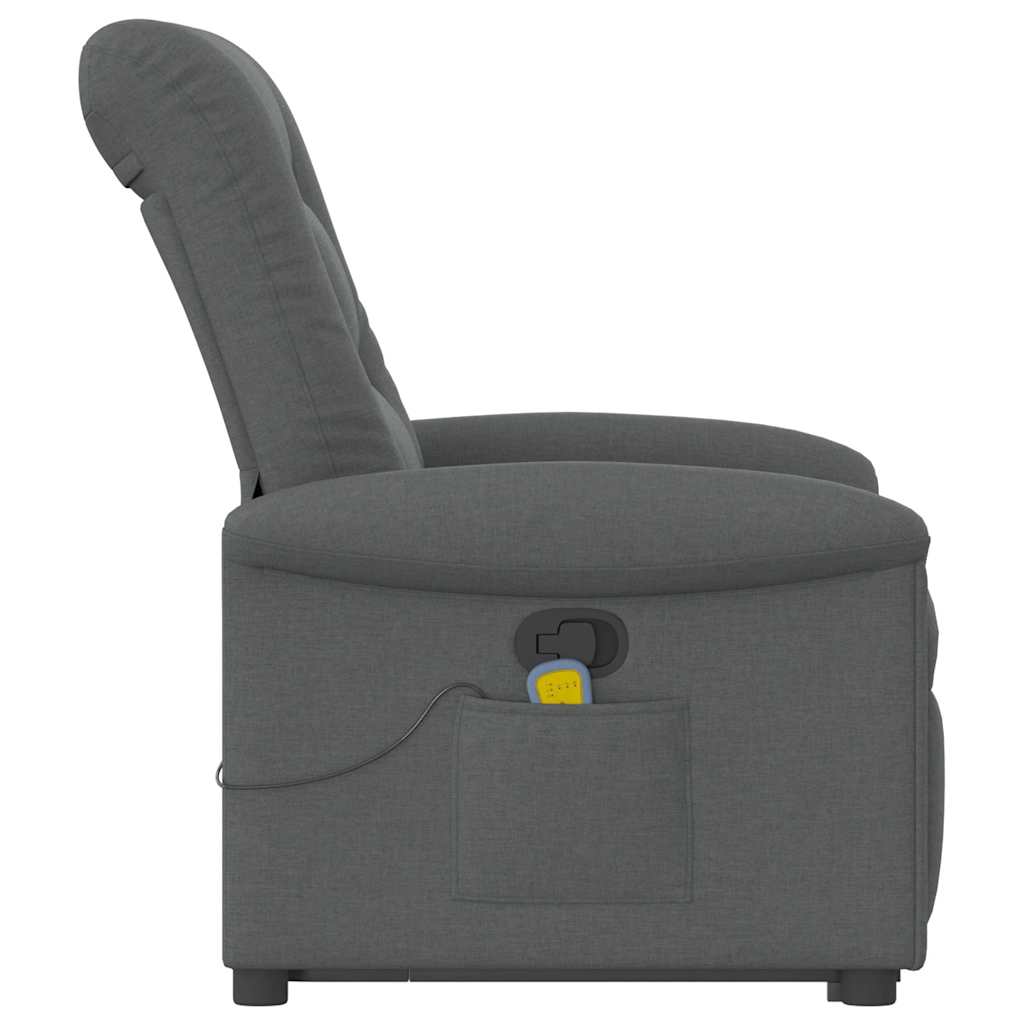 Fauteuil de massage inclinable Gris foncé Tissu Fauteuils vidaXL