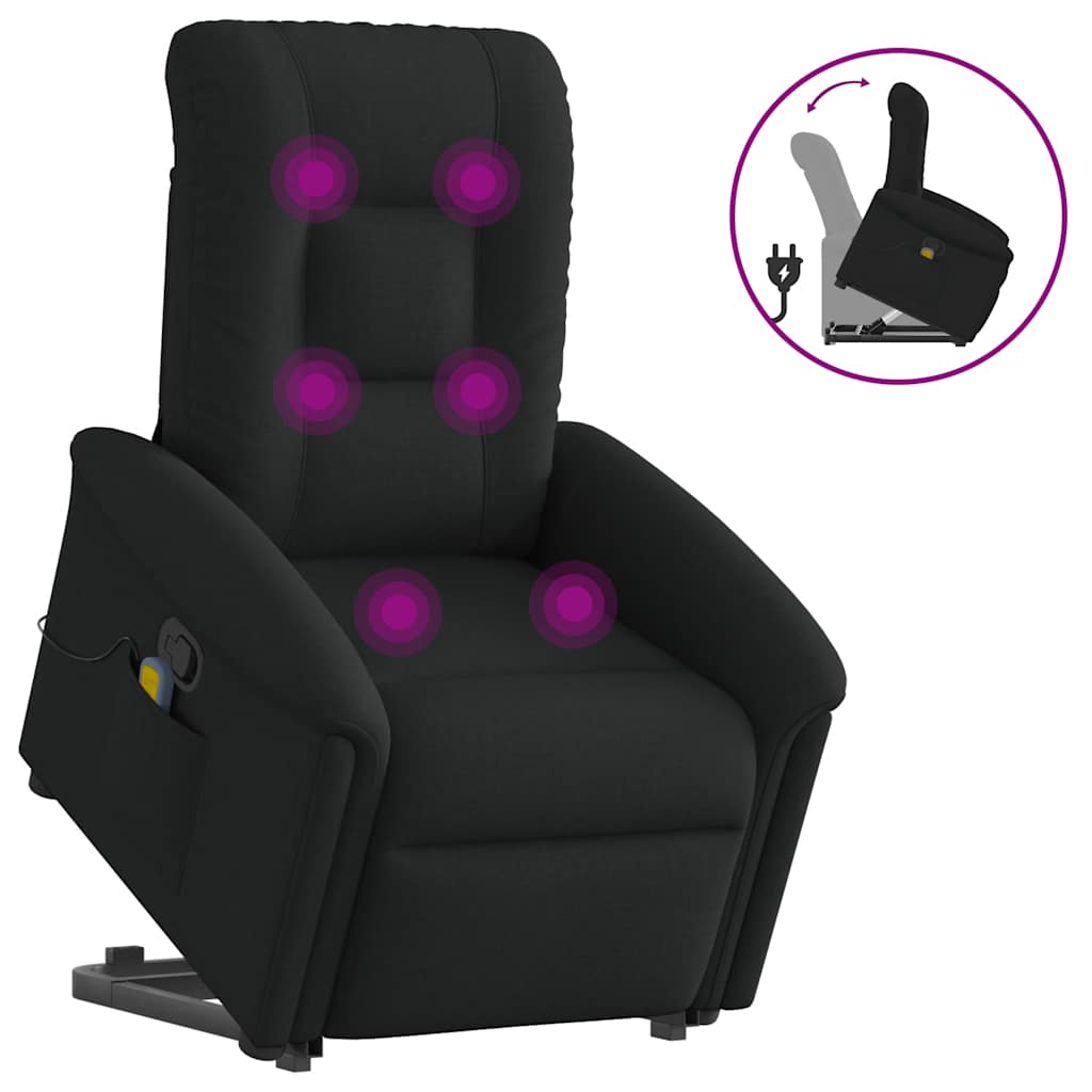 Fauteuil de massage inclinable Noir Tissu Fauteuils vidaXL