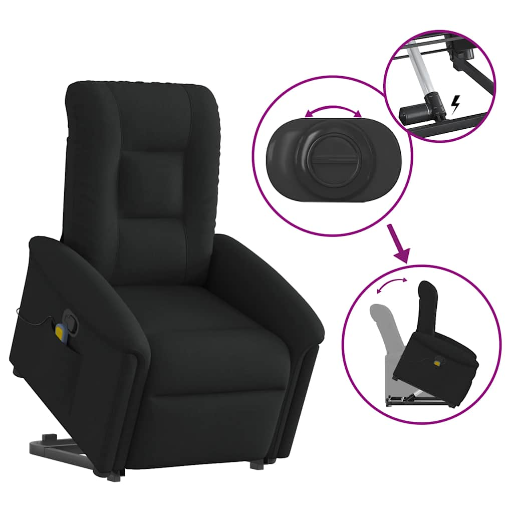 Fauteuil de massage inclinable Noir Tissu Fauteuils vidaXL