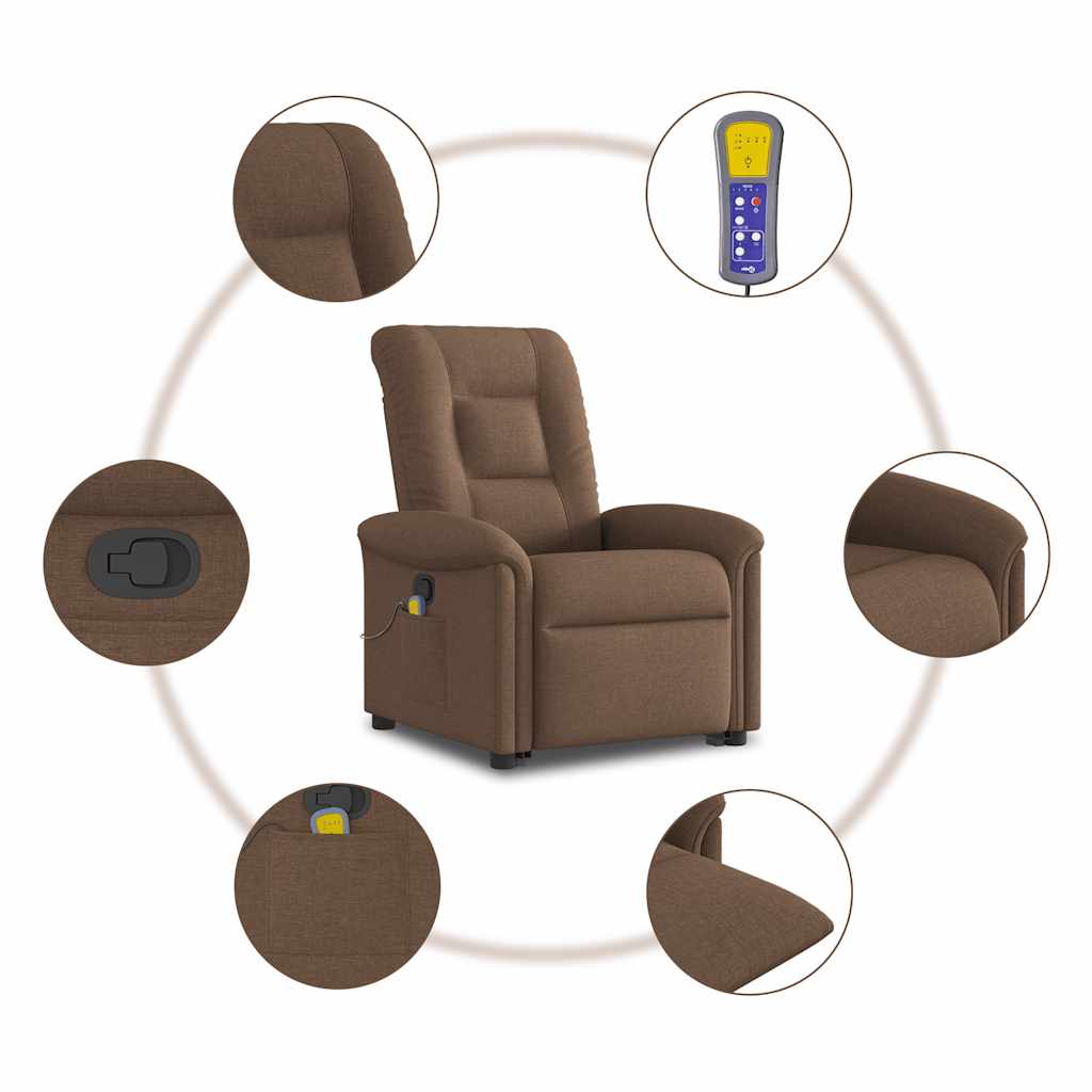 Fauteuil de massage inclinable Marron Tissu Fauteuils vidaXL