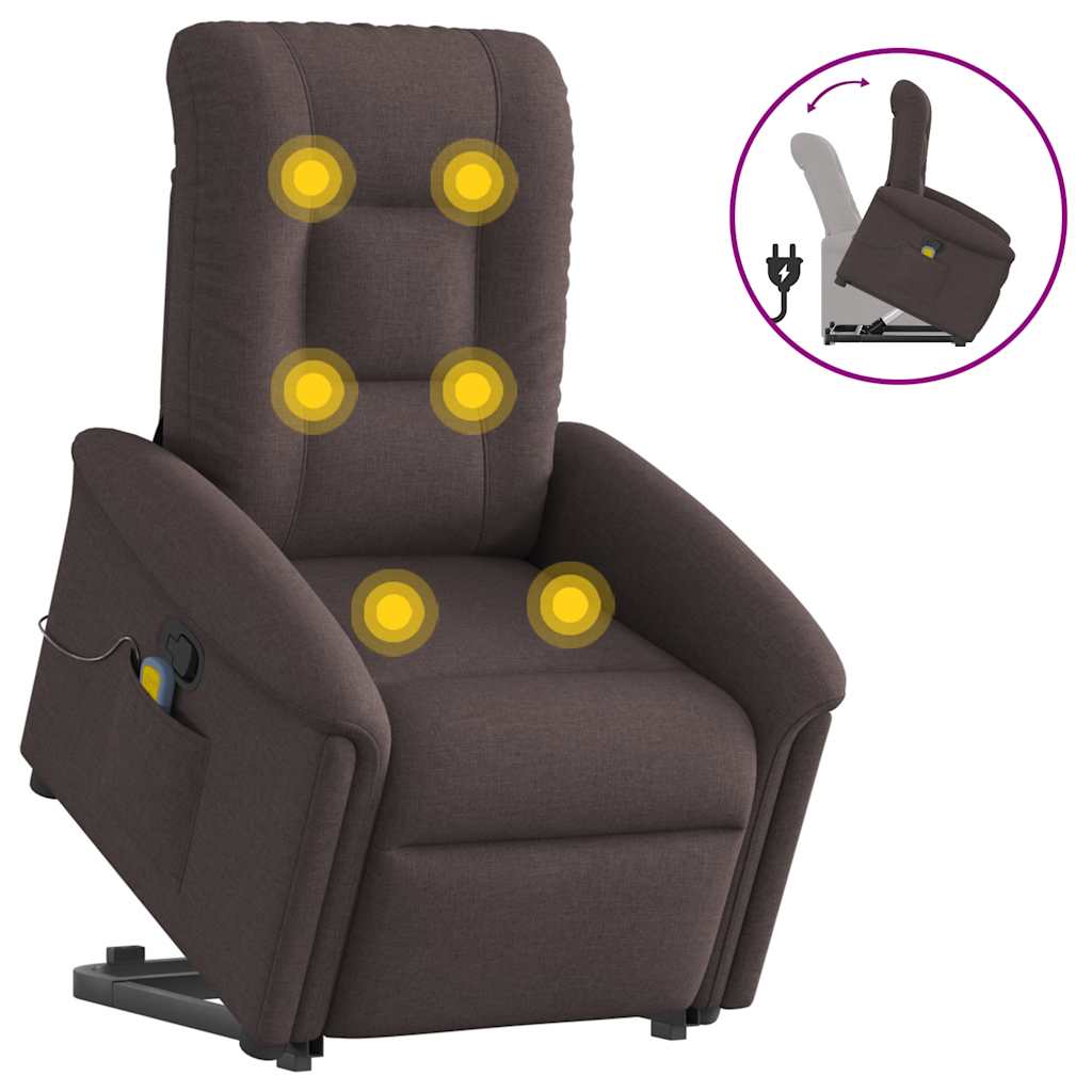 Fauteuil inclinable de massage Marron foncé Tissu Fauteuils vidaXL