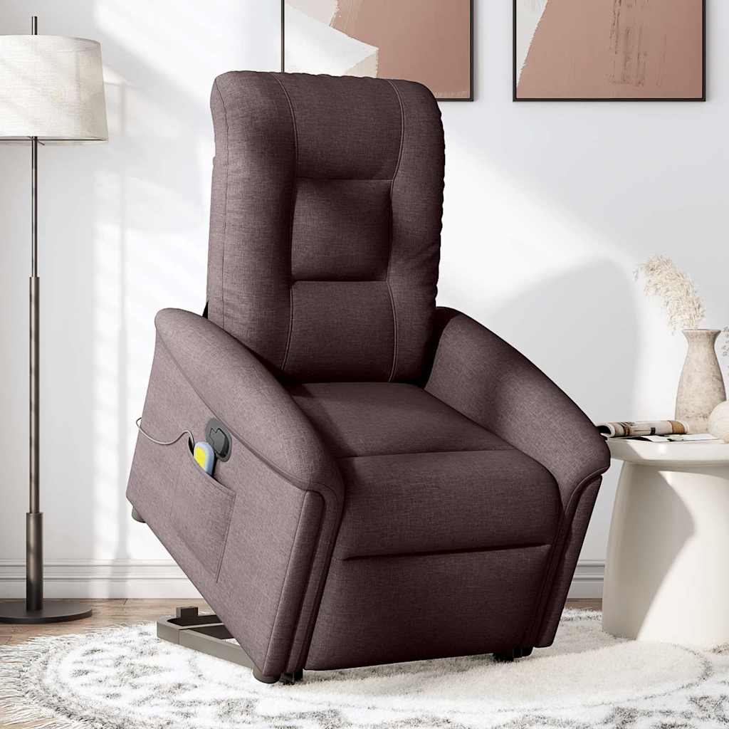 Fauteuil inclinable de massage Marron foncé Tissu Fauteuils vidaXL