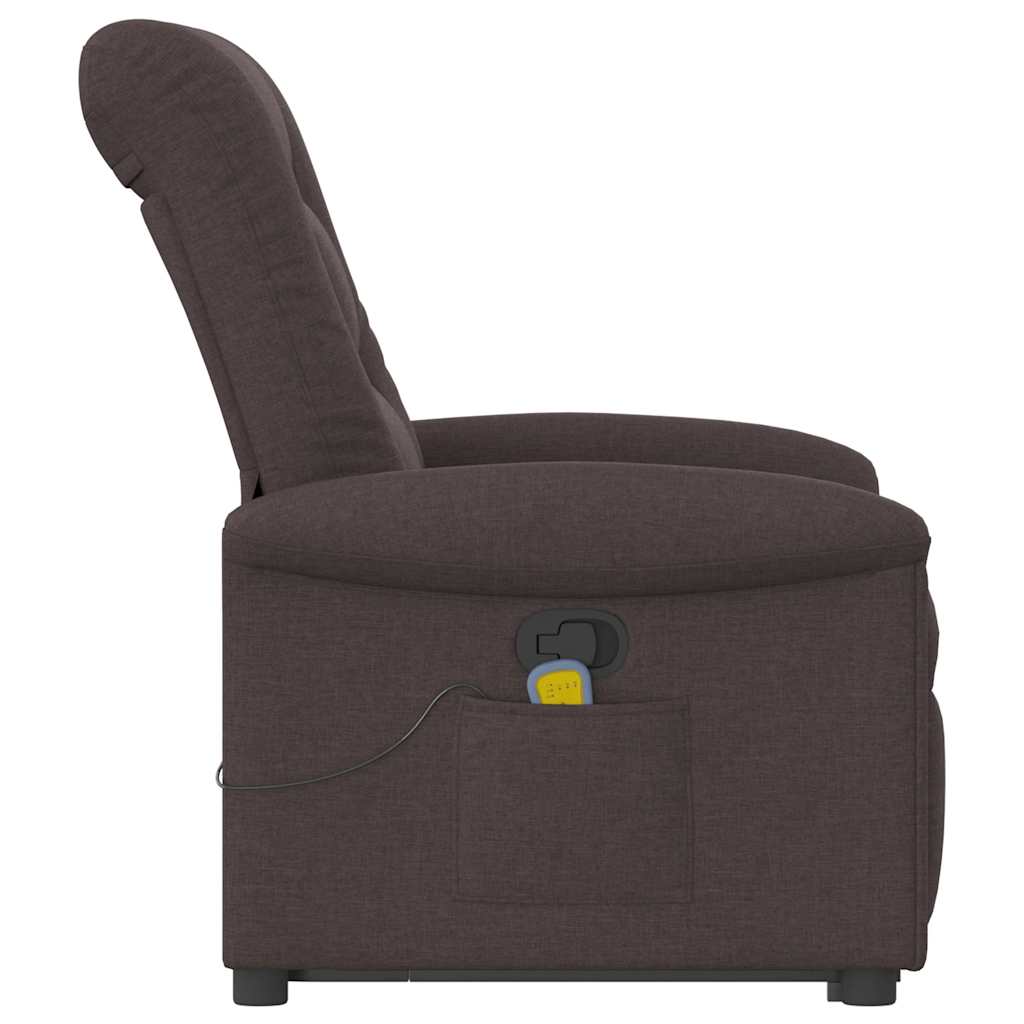 Fauteuil inclinable de massage Marron foncé Tissu Fauteuils vidaXL