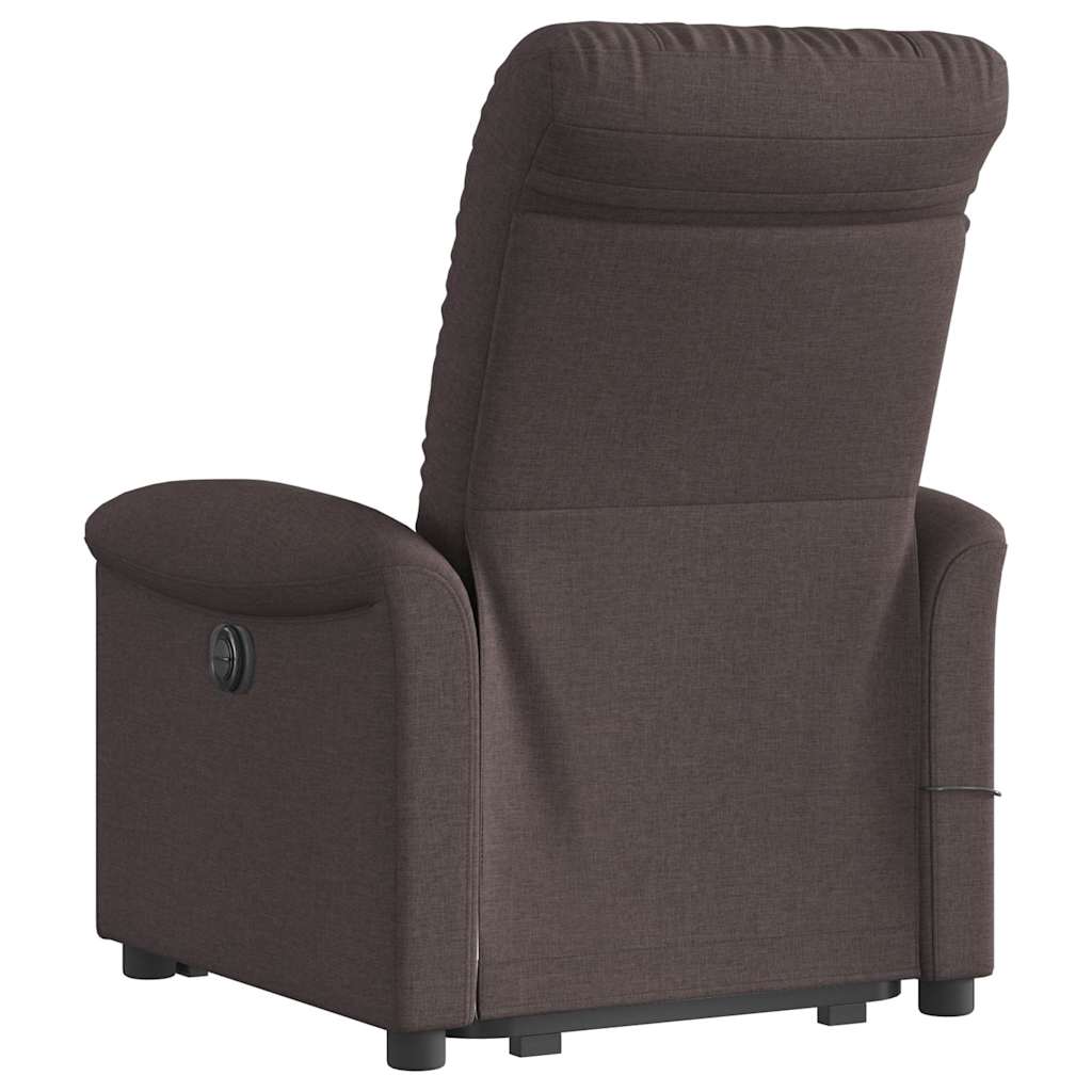 Fauteuil inclinable de massage Marron foncé Tissu Fauteuils vidaXL