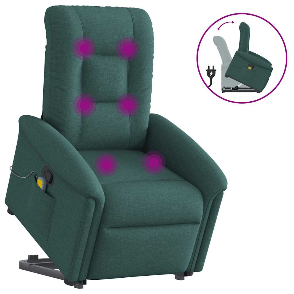 Fauteuil inclinable de massage Vert foncé Tissu Fauteuils vidaXL