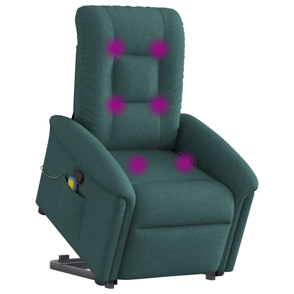 Fauteuil inclinable de massage Vert foncé Tissu Fauteuils vidaXL