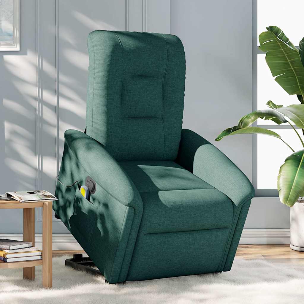 Fauteuil inclinable de massage Vert foncé Tissu Fauteuils vidaXL