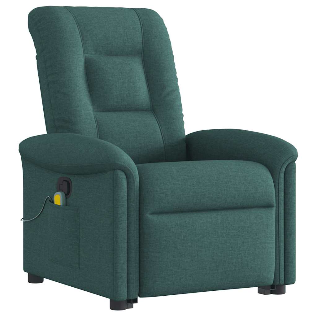 Fauteuil inclinable de massage Vert foncé Tissu Fauteuils vidaXL