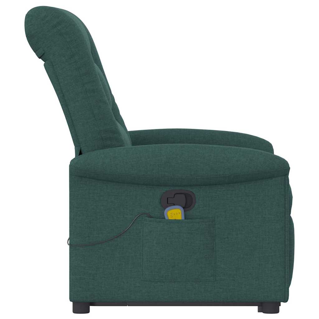 Fauteuil inclinable de massage Vert foncé Tissu Fauteuils vidaXL