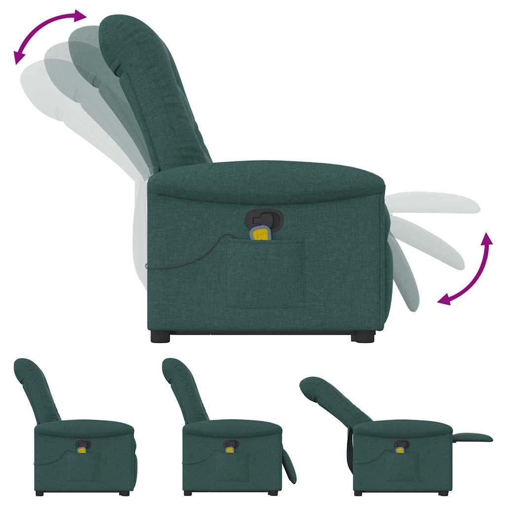 Fauteuil inclinable de massage Vert foncé Tissu Fauteuils vidaXL