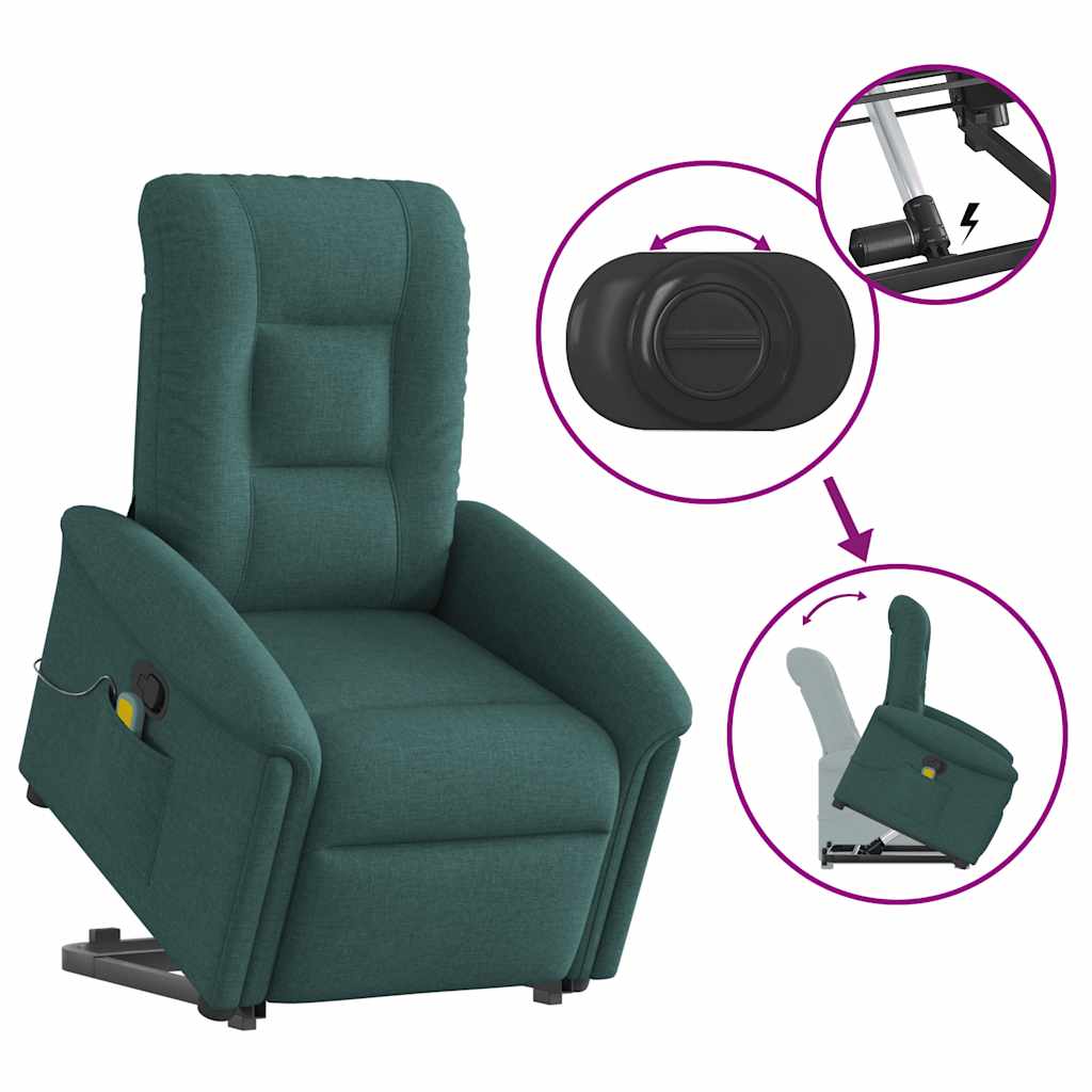 Fauteuil inclinable de massage Vert foncé Tissu Fauteuils vidaXL