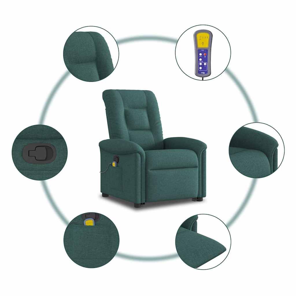 Fauteuil inclinable de massage Vert foncé Tissu Fauteuils vidaXL