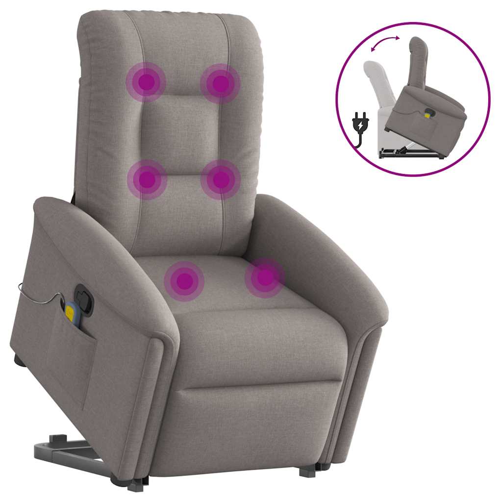 Fauteuil inclinable de massage Taupe Tissu Fauteuils vidaXL