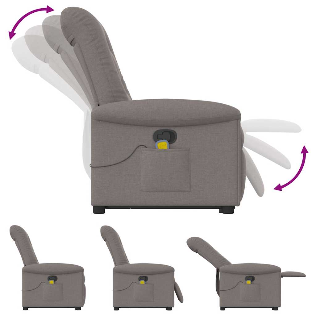 Fauteuil inclinable de massage Taupe Tissu Fauteuils vidaXL