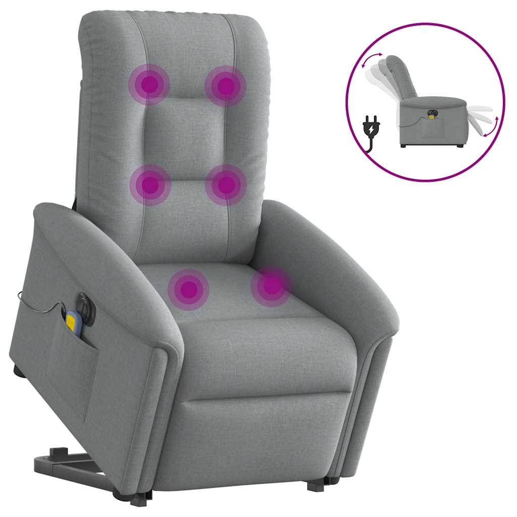 Fauteuil inclinable de massage électrique Gris clair Tissu Fauteuils vidaXL