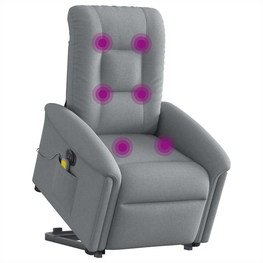 Fauteuil inclinable de massage électrique Gris clair Tissu Fauteuils vidaXL