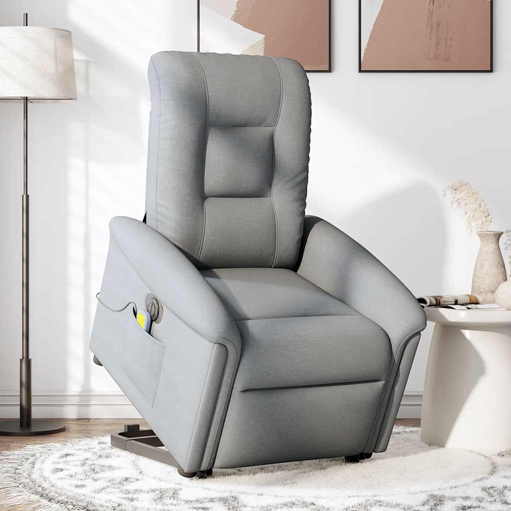 Fauteuil inclinable de massage électrique Gris clair Tissu Fauteuils vidaXL