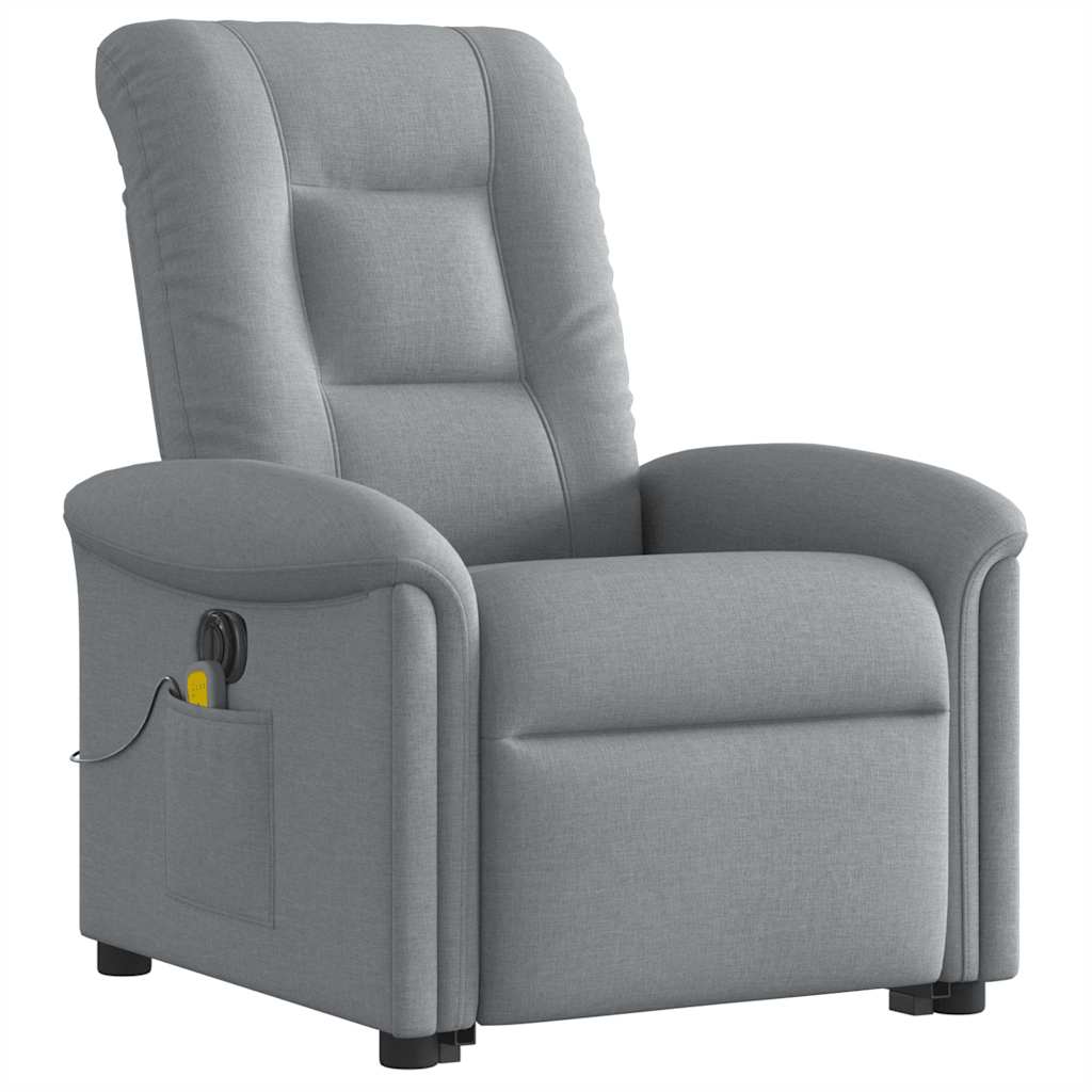 Fauteuil inclinable de massage électrique Gris clair Tissu Fauteuils vidaXL