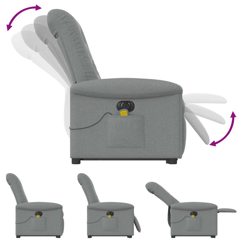 Fauteuil inclinable de massage électrique Gris clair Tissu Fauteuils vidaXL