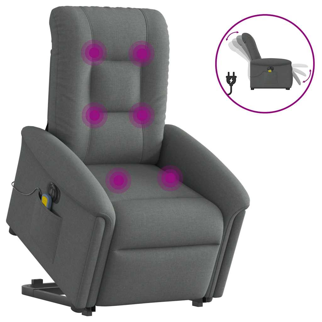 Fauteuil inclinable de massage électrique Gris foncé Tissu Fauteuils vidaXL