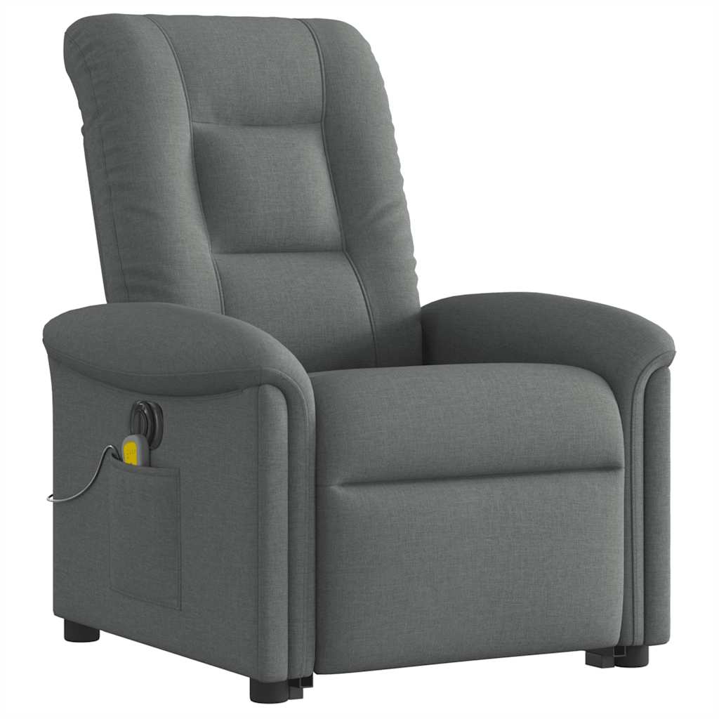 Fauteuil inclinable de massage électrique Gris foncé Tissu Fauteuils vidaXL