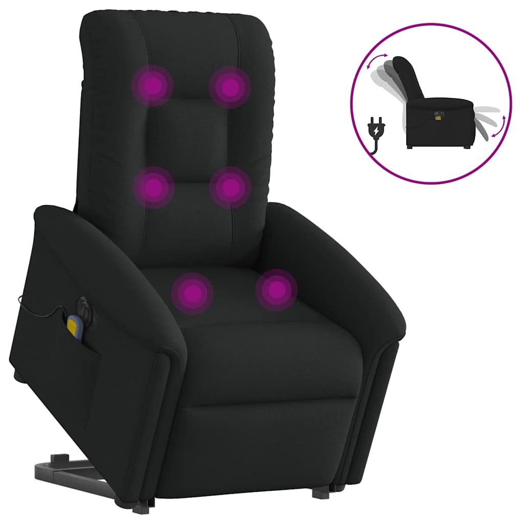 Fauteuil inclinable de massage électrique Noir Tissu Fauteuils vidaXL