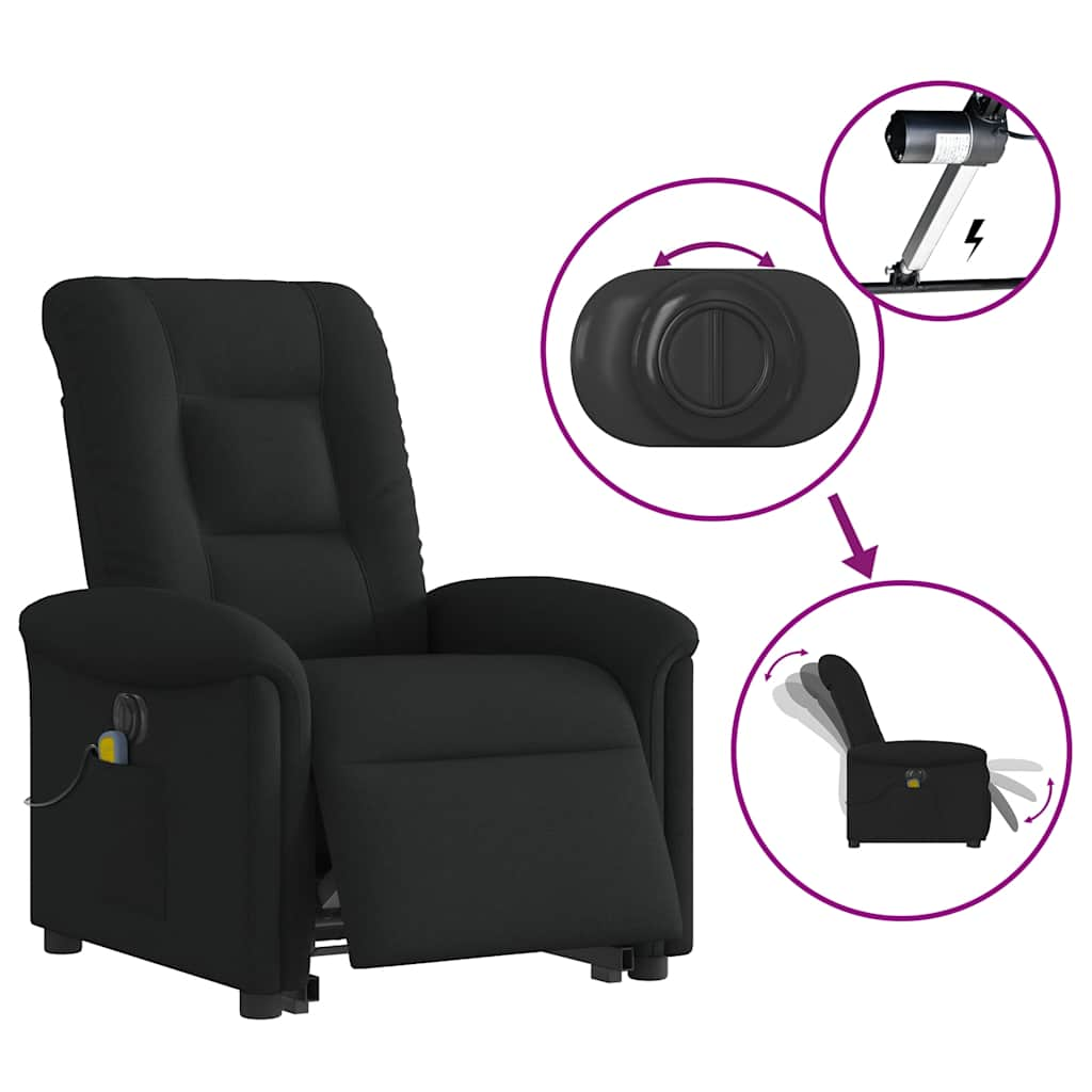 Fauteuil inclinable de massage électrique Noir Tissu Fauteuils vidaXL