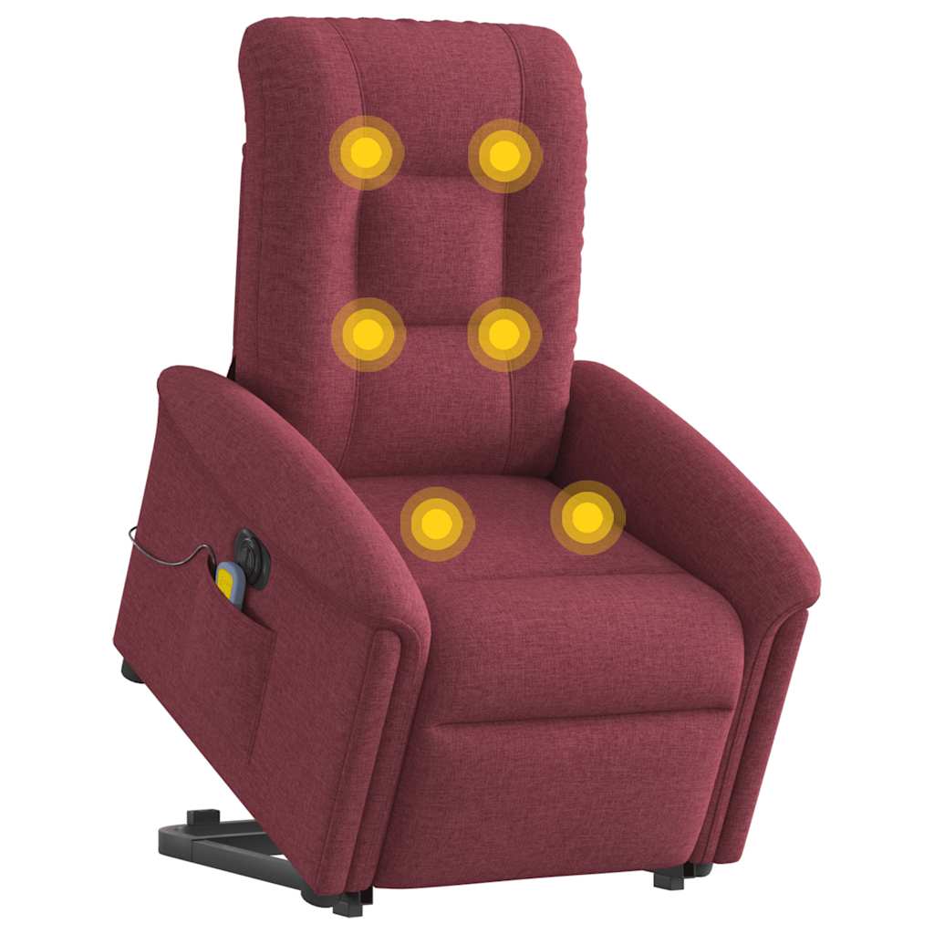 Fauteuil inclinable de massage électrique Rouge bordeaux Tissu Fauteuils vidaXL