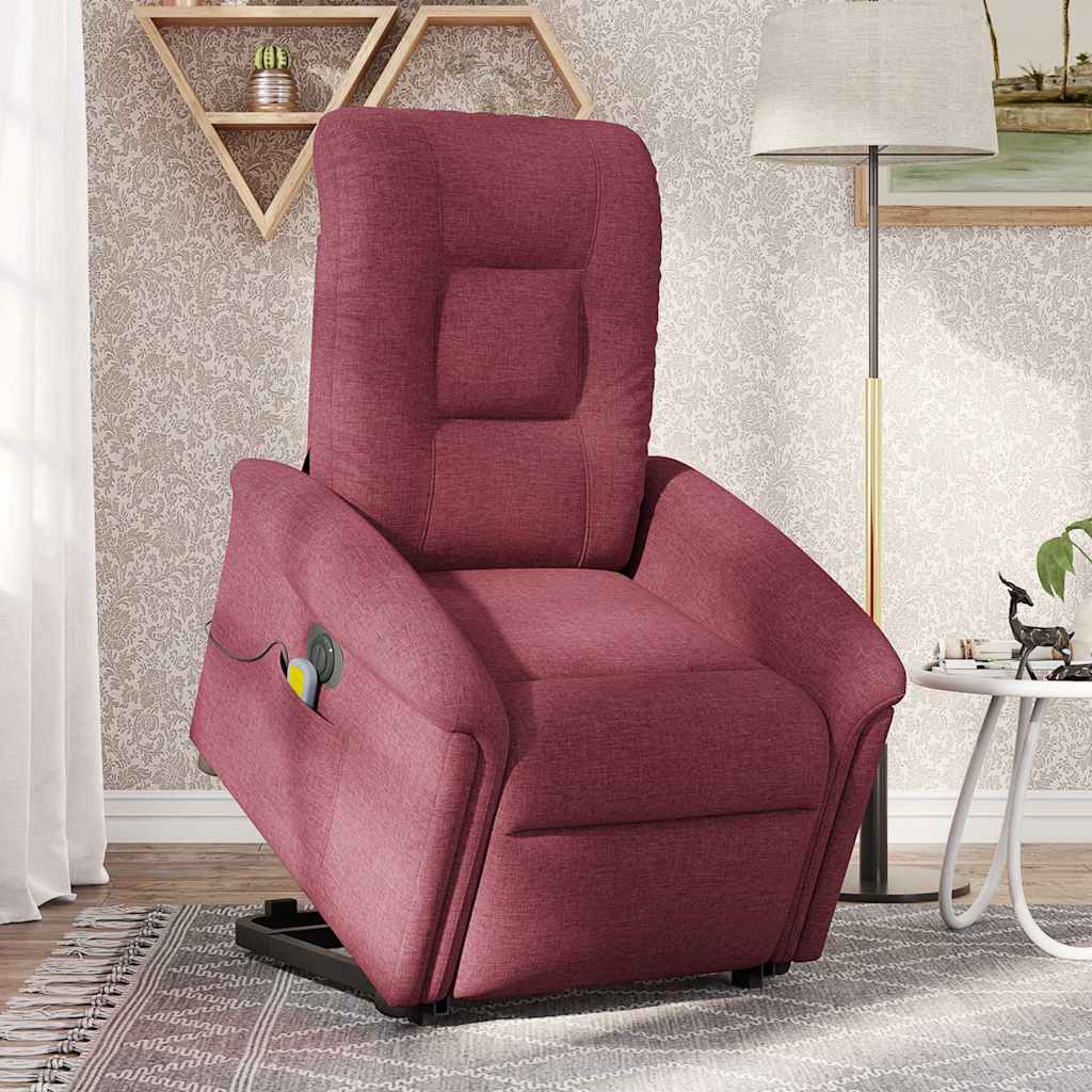 Fauteuil inclinable de massage électrique Rouge bordeaux Tissu Fauteuils vidaXL