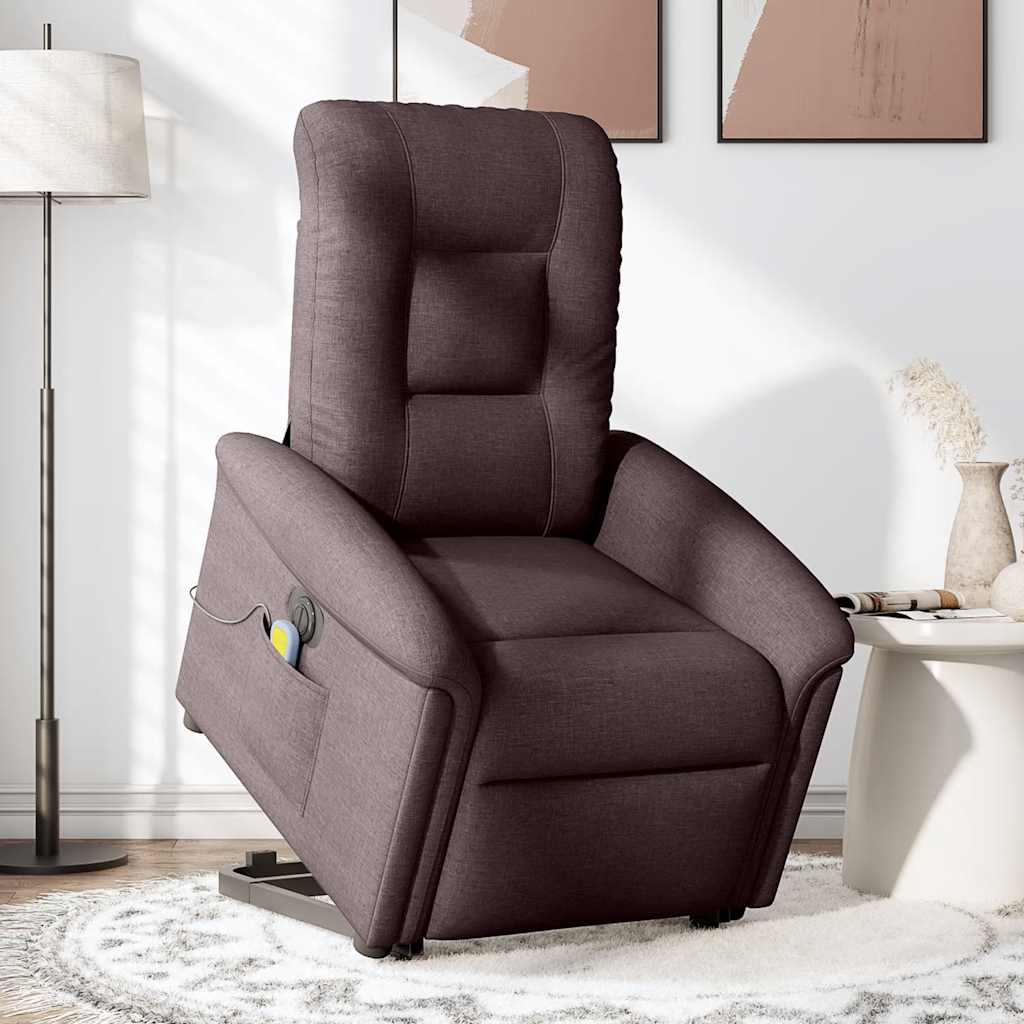 Fauteuil inclinable de massage électrique Marron foncé Tissu Fauteuils vidaXL