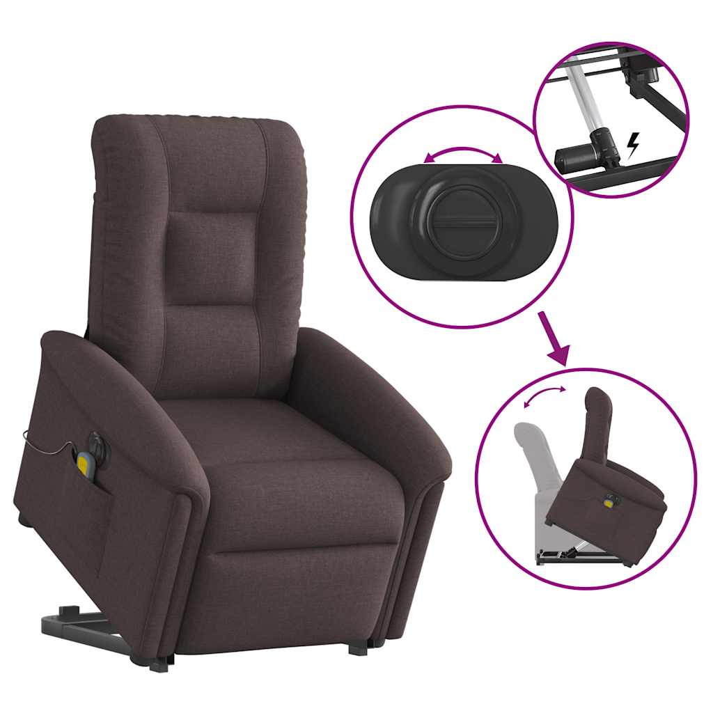 Fauteuil inclinable de massage électrique Marron foncé Tissu Fauteuils vidaXL