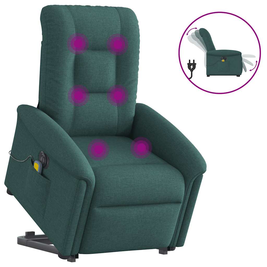 Fauteuil inclinable de massage électrique Vert foncé Tissu Fauteuils vidaXL