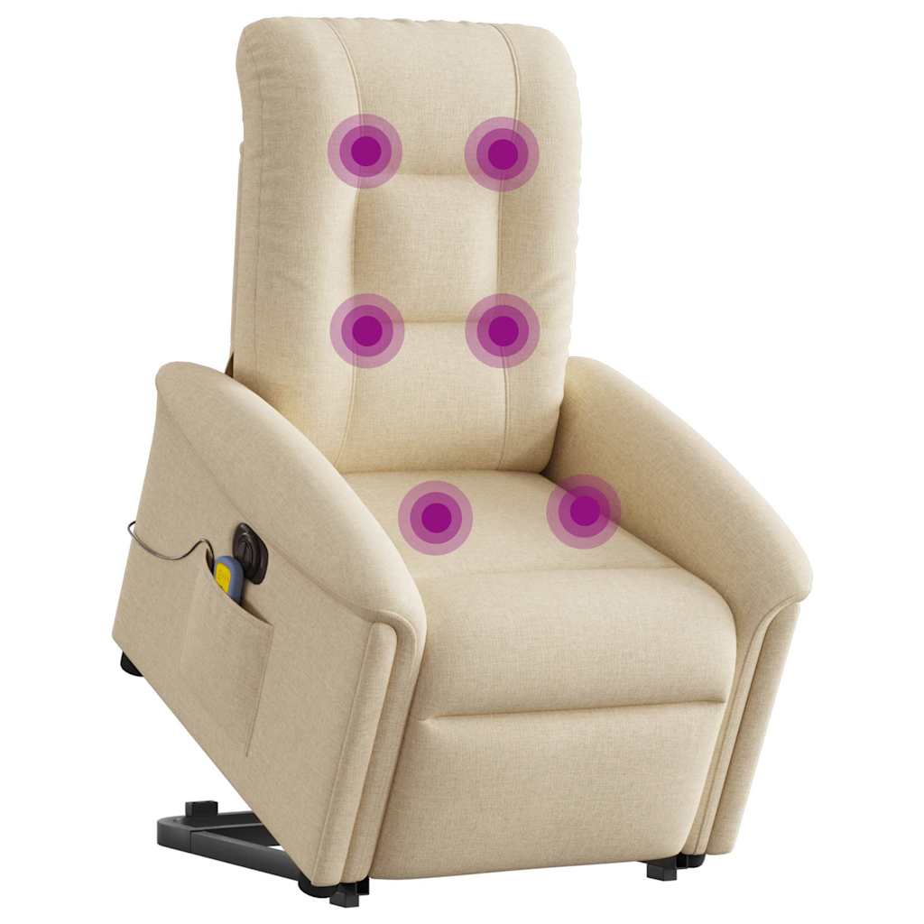 Fauteuil inclinable de massage électrique Crème Tissu Fauteuils vidaXL