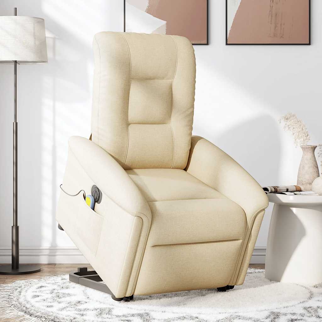 Fauteuil inclinable de massage électrique Crème Tissu Fauteuils vidaXL