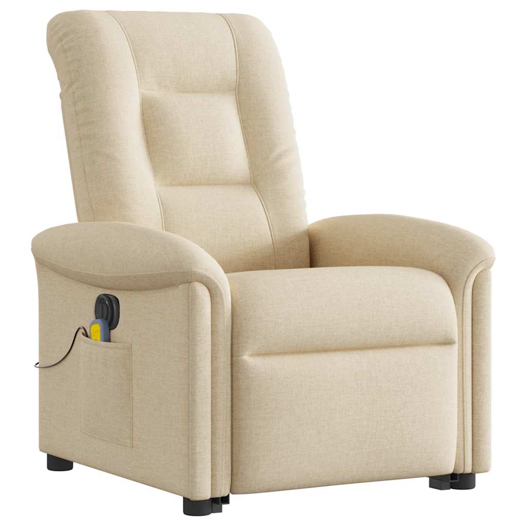 Fauteuil inclinable de massage électrique Crème Tissu Fauteuils vidaXL