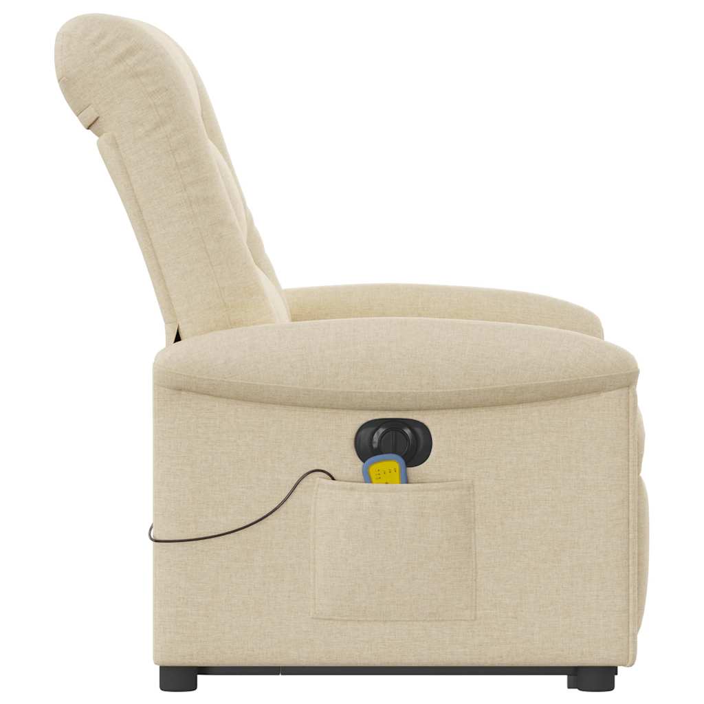 Fauteuil inclinable de massage électrique Crème Tissu Fauteuils vidaXL