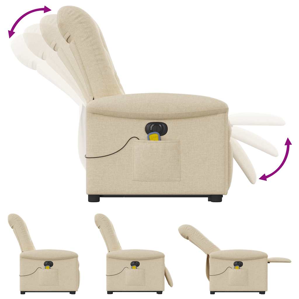 Fauteuil inclinable de massage électrique Crème Tissu Fauteuils vidaXL