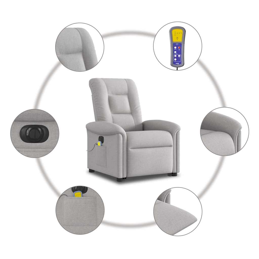 Fauteuil inclinable de massage électrique gris nuage tissu Fauteuils vidaXL